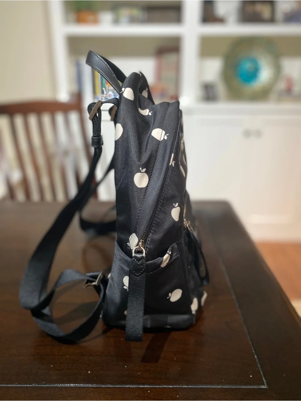 Kate Spade Chelsea Little Better Backpack in Black Multi Apple print